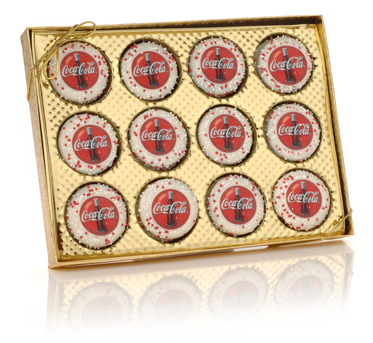 Corporate Logo Hand Dipped & Decorated Sandwich Cookie-Gold Window Box of 12