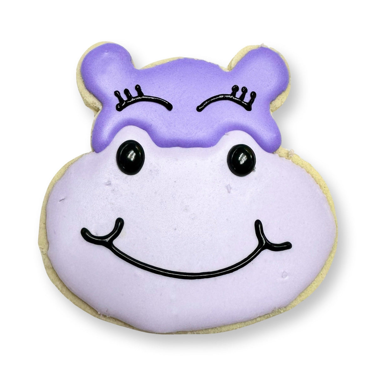 Purple Hippo Face Sugar Cookie- Single