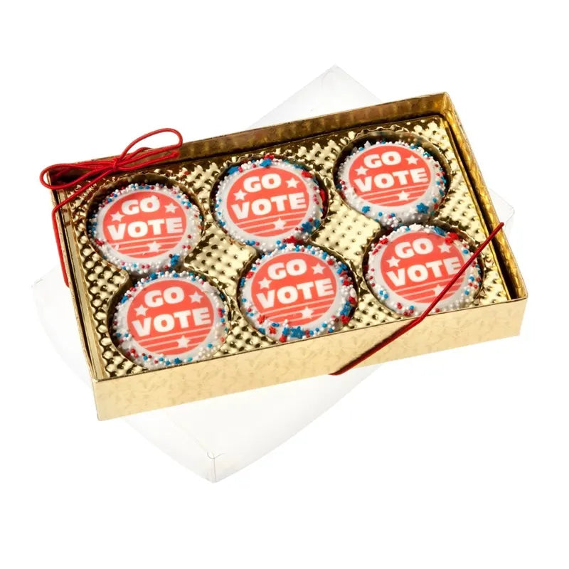 Go Vote! Chocolate Dipped Sandwich Cookie- Window Box of 6