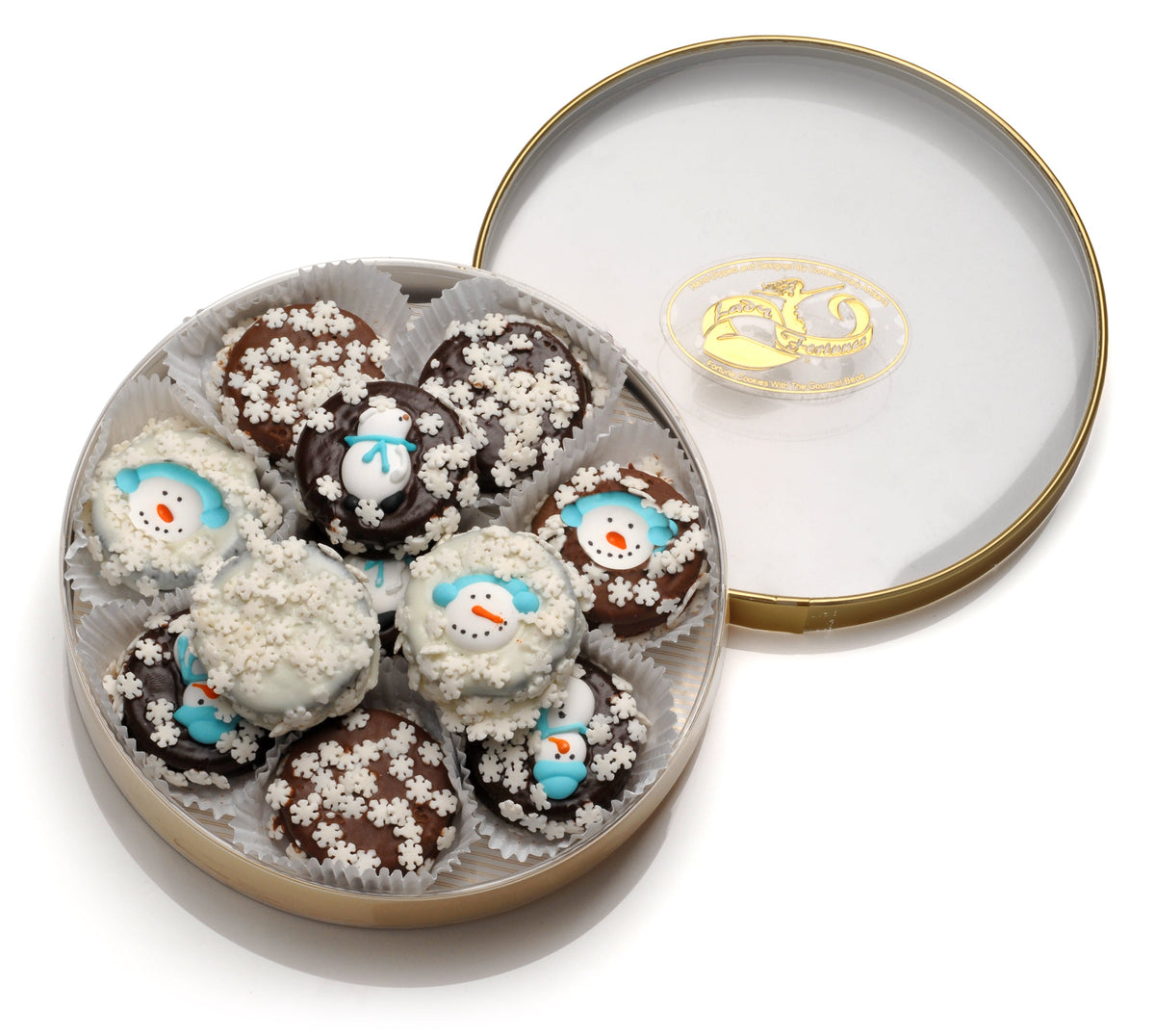 Winter Hand Dipped & Decorated Sandwich Cookie- Wheel of 16