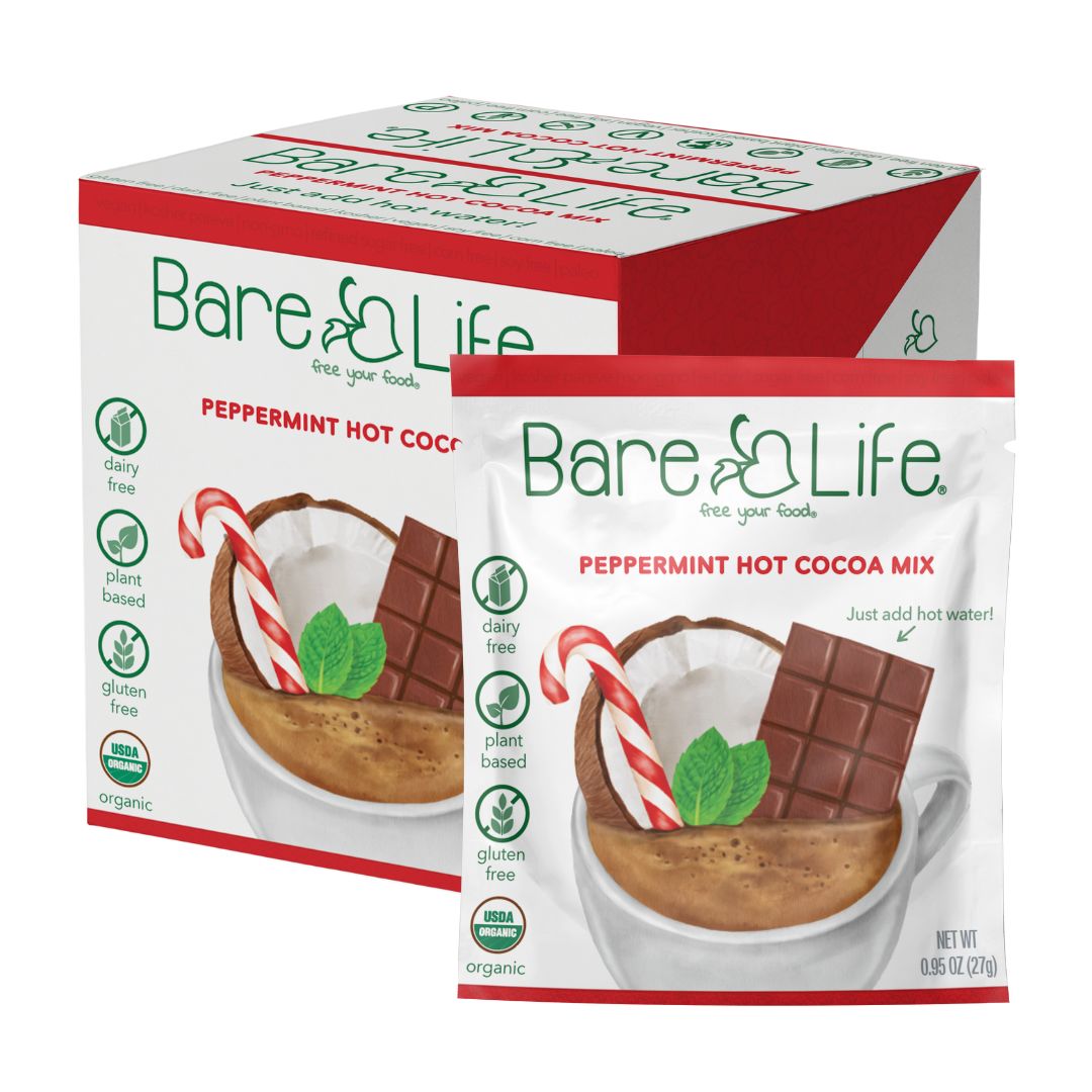 Instant Dairy Free Peppermint Hot Cocoa Mix | Single Serving 10 Pack |Gluten Free, Vegan and Organic