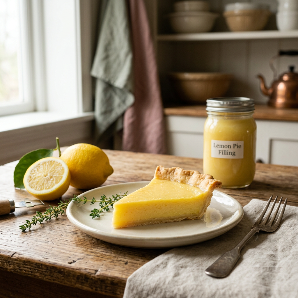 Lemon filling serving suggestion, pie slice
