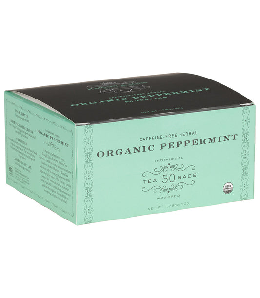 Organic Peppermint Herbal, Box of 50 Wrapped Teabags