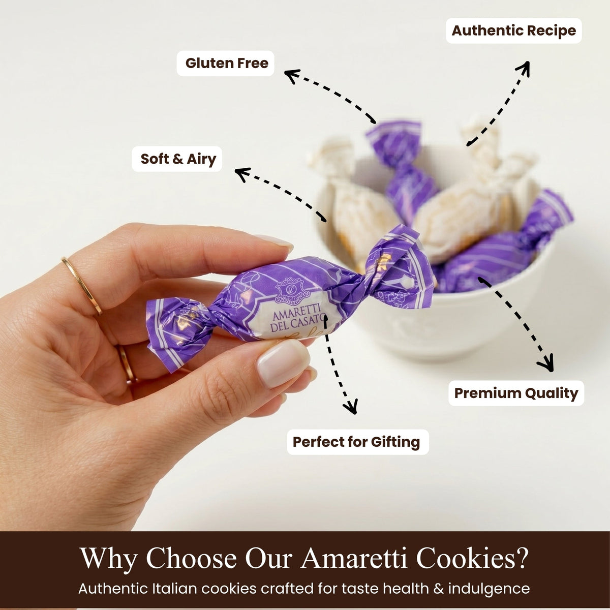 Andy Anand Italian Amaretti Almond Cookies, 20 pc, 8 Flavors – Gluten-Free, Baked in Italy, Authentic Recipe, Birthday & Holiday Gift Box