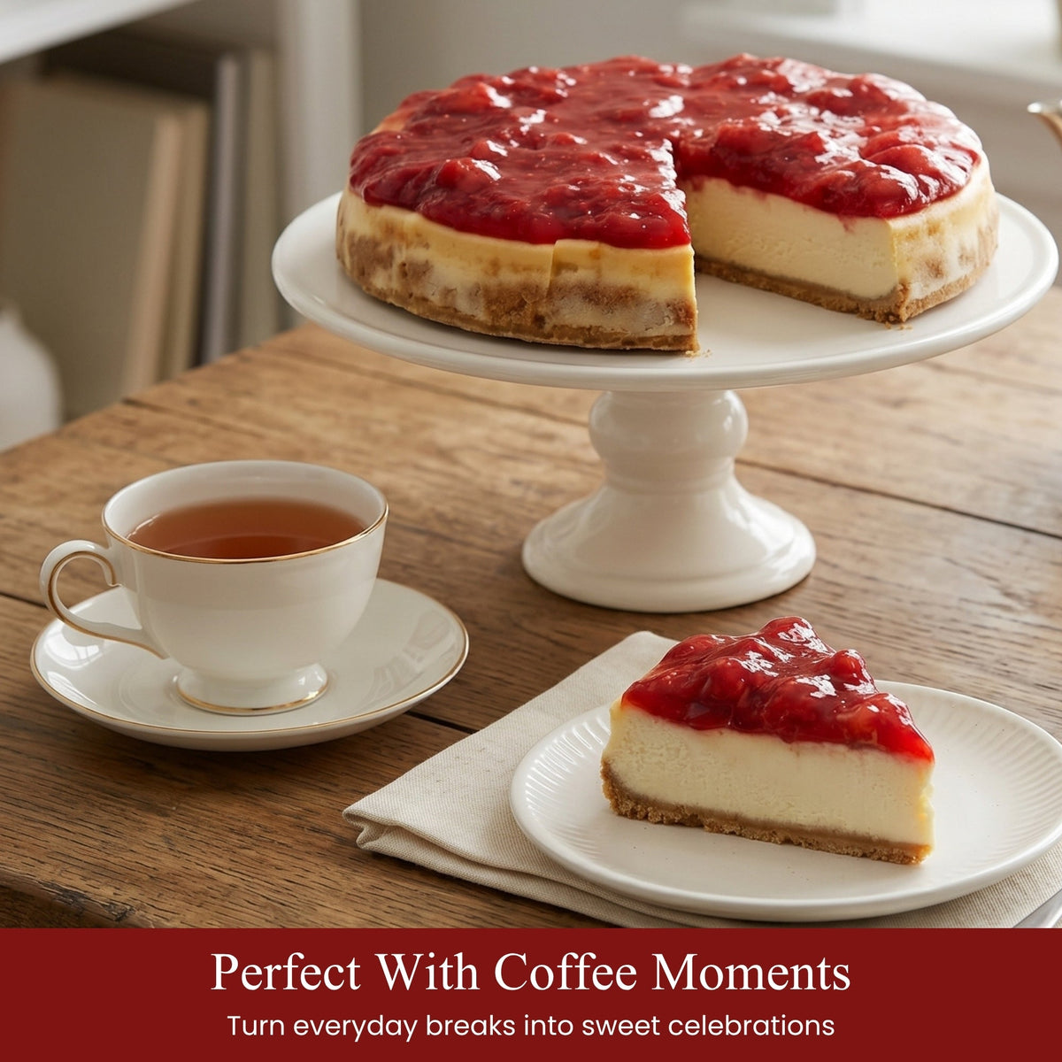 Andy Anand Sugar-Free Strawberry Cheesecake, 9-Inch, 2.6 lb – Diabetic-Friendly, California Cream Cheese, No Preservatives, Birthday Gift