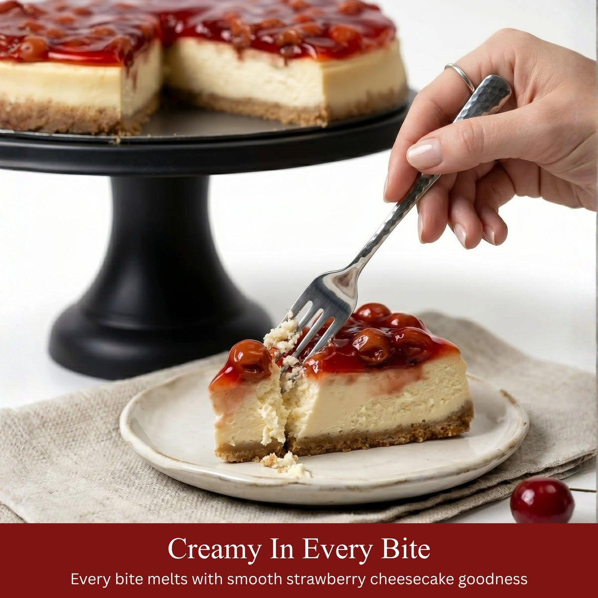 Andy Anand Traditional Cherry Cheesecake, 9-Inch, 3.4 lb – Authentic Recipe, California Cream Cheese, All-Natural, No Preservatives Gift Box