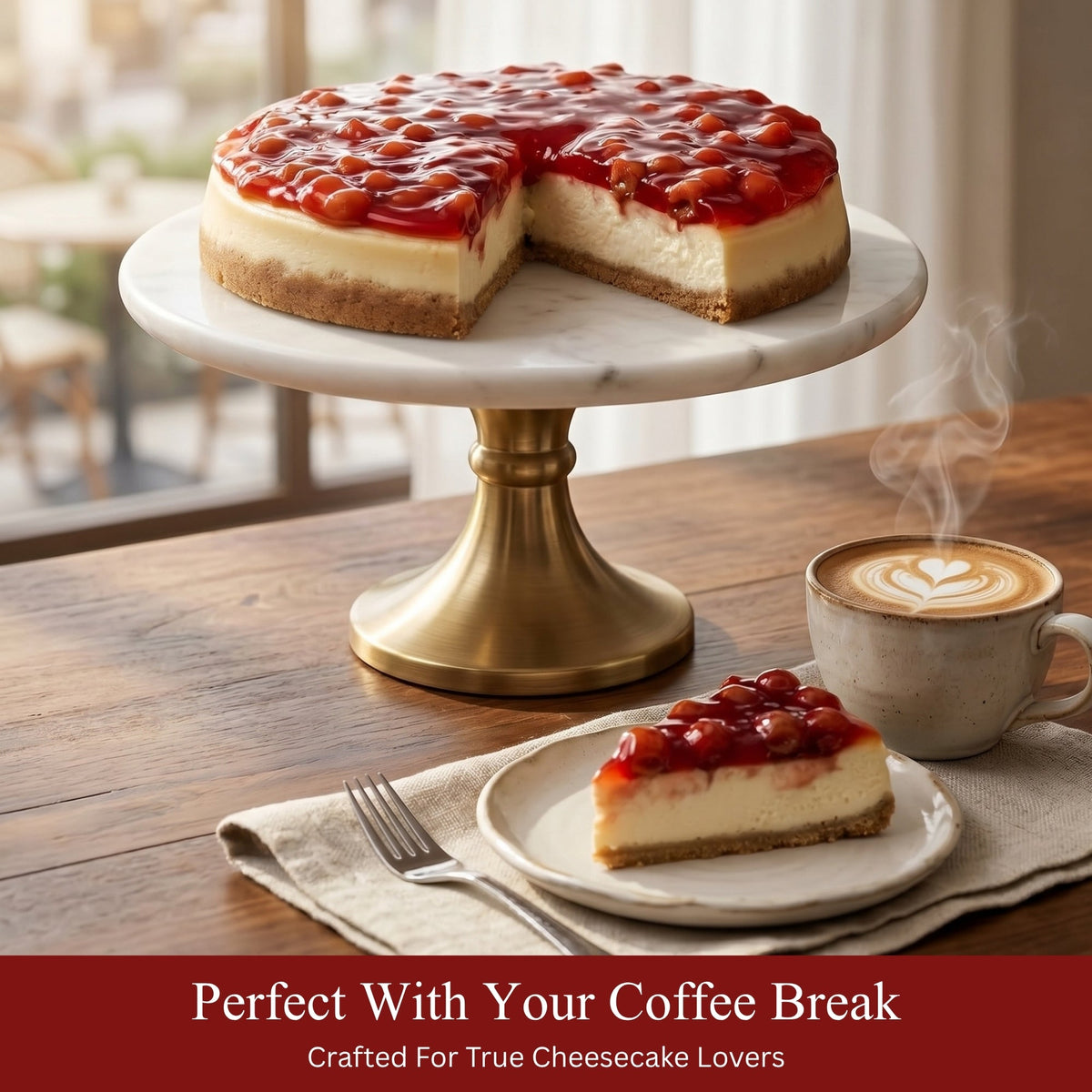 Andy Anand Traditional Cherry Cheesecake, 9-Inch, 3.4 lb – Authentic Recipe, California Cream Cheese, All-Natural, No Preservatives Gift Box