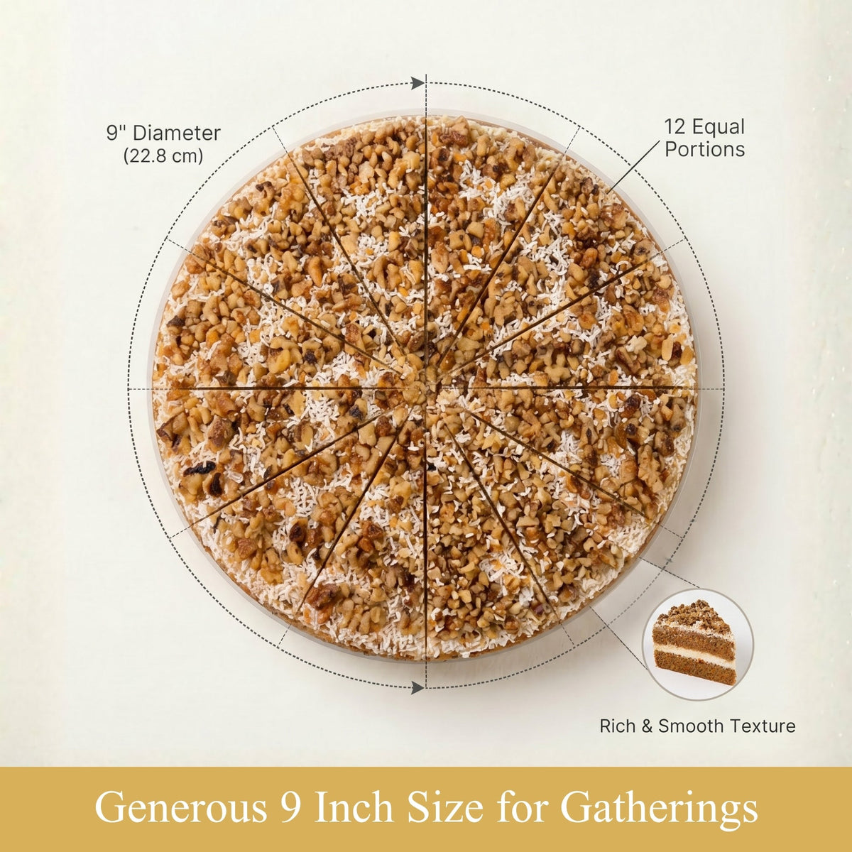 Andy Anand Gluten-Free Carrot Cake, 3 lb – Fresh-Grated Carrots, Walnuts, Cinnamon & Cream Cheese Frosting, No Preservatives Gift Box