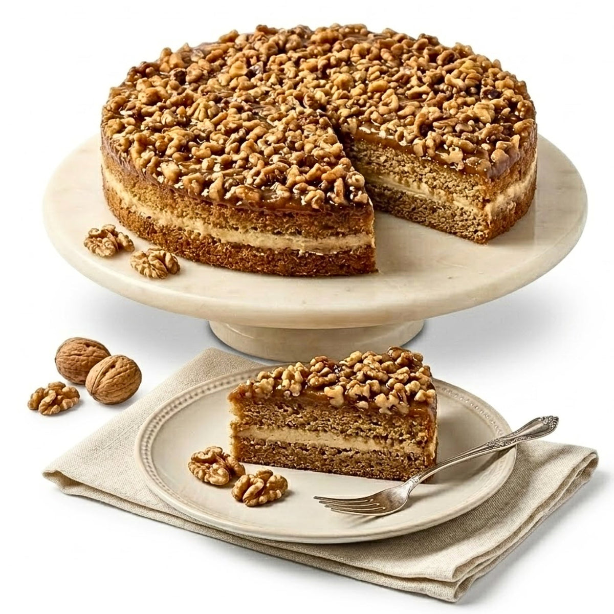 Andy Anand Caramel Walnut Cake, 9-Inch, 2 lb – Freshly Baked, Gourmet Gift, Natural Ingredients, Preservative-Free, Birthday & Holiday Gift