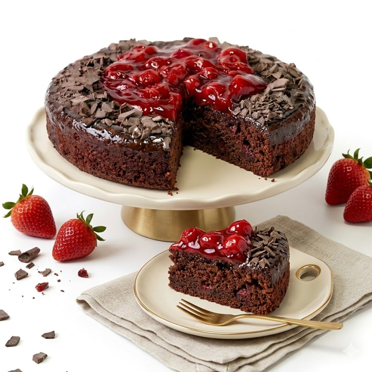 Andy Anand Sugar-Free Gluten-Free Chocolate Strawberry Cake, 2.8 lb – Real Strawberry Filling, Keto & Diabetic-Friendly, Birthday Gift Box