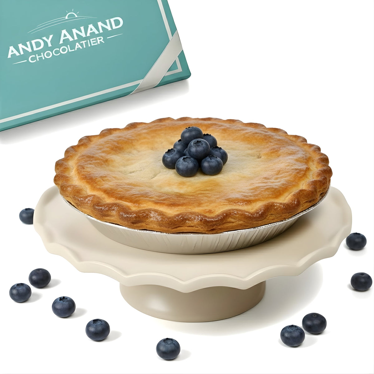 Andy Anand Sugar-Free Blueberry Pie, 2.9 lb – Keto & Diabetic-Friendly, Whole Blueberries, Flaky Crust, No Added Sugar, Birthday Gift Box