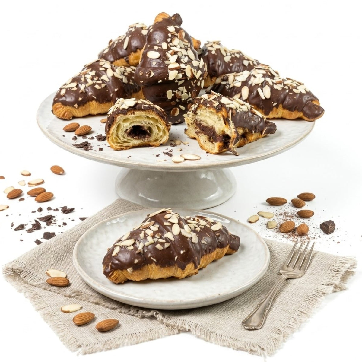 Andy Anand Sugar-Free Dark Chocolate Almond Croissant Cake, 10 pc, 2 lb – Keto & Diabetic-Friendly, Hand-Rolled, No Preservatives Gift Box