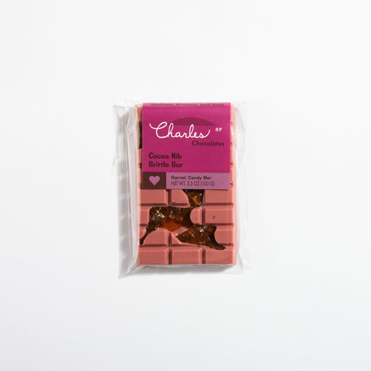 Ruby Garnet Chocolate Cocoa Nib Brittle Bar