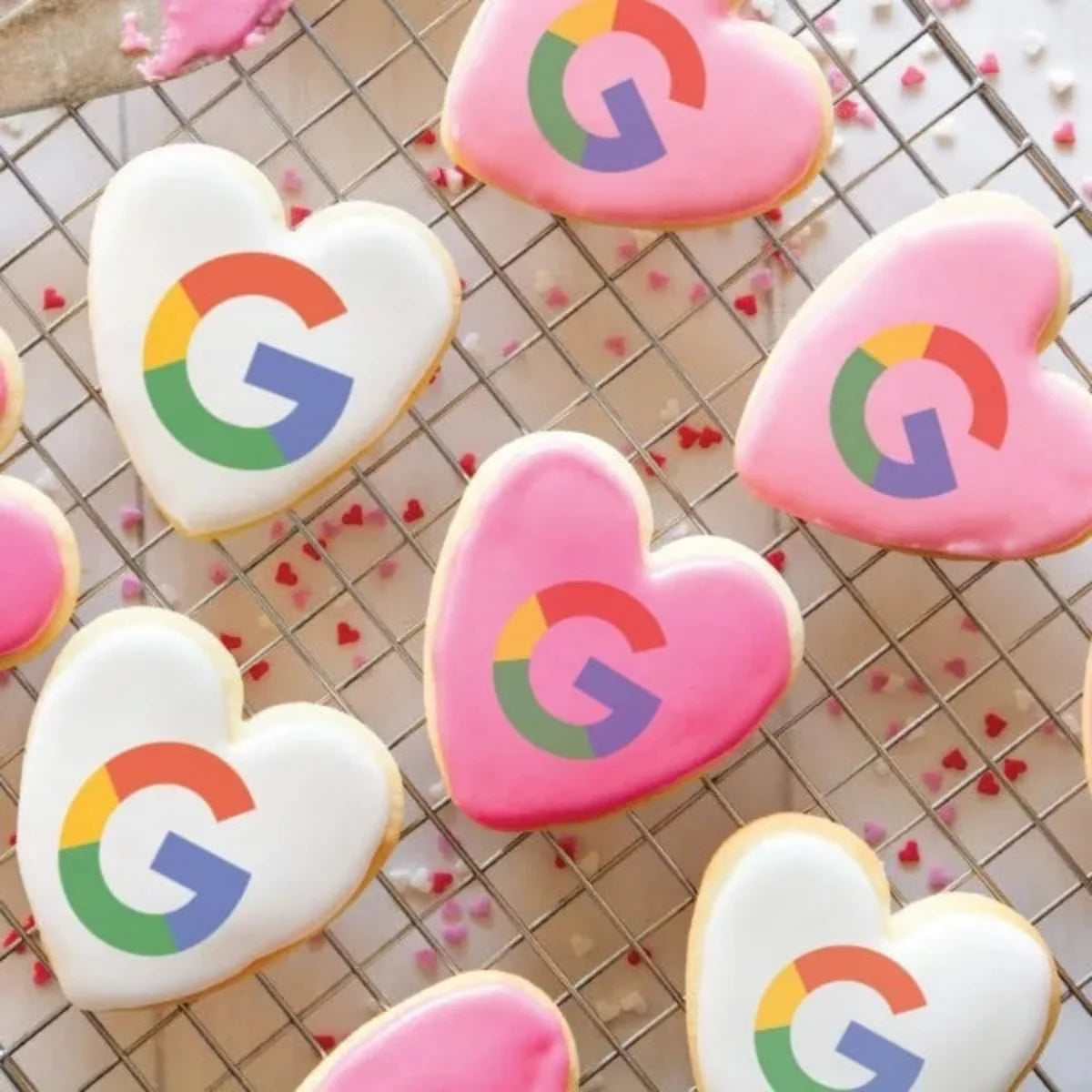 2.5"Printed Iced Sugar Heart Cookie Heart -  Single