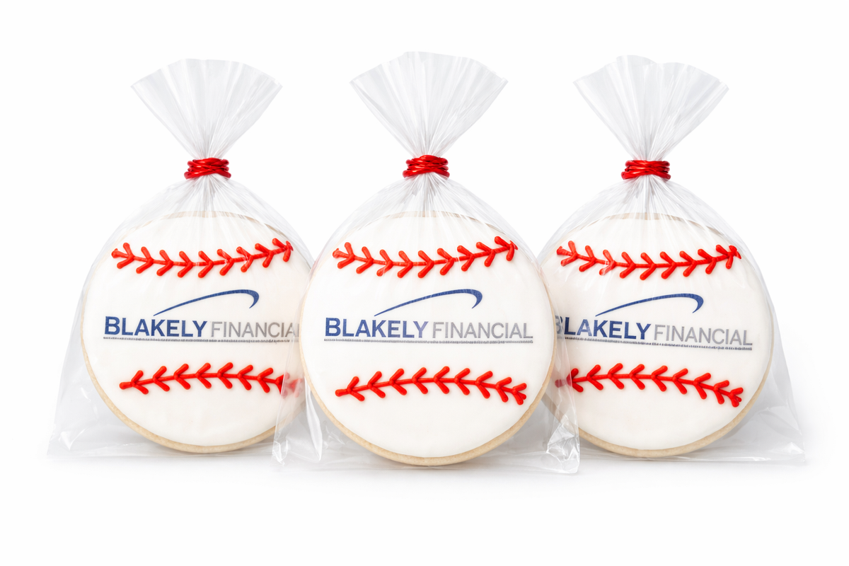 4" Printed Baseball Sugar Cookie-  Single