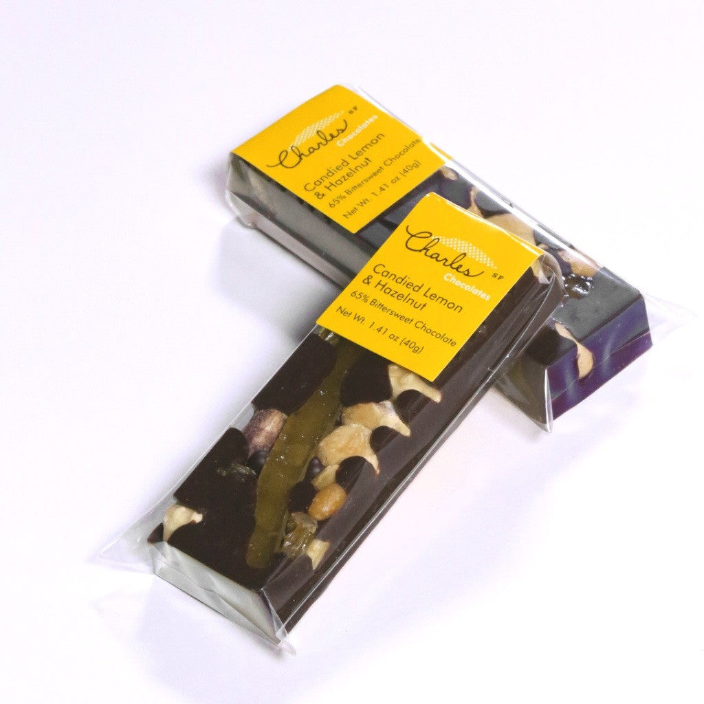 Candied Lemon & Hazelnut Bar, Bittersweet Chocolate