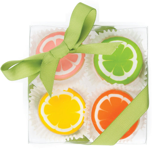 Citrus Mini Iced Sugar Cookies -Clear Gift Box of 4