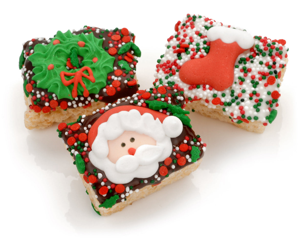 Christmas Chocolate Hand Dipped Mini Rice Treat- Single