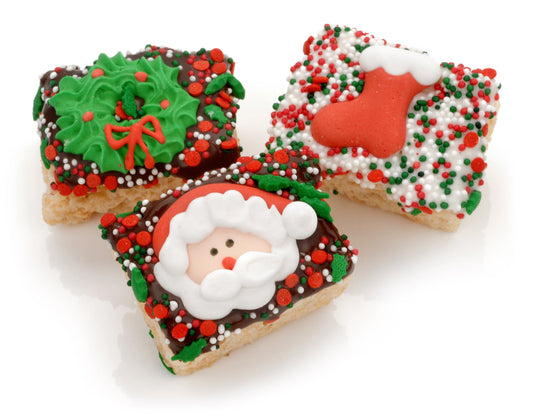 Christmas Chocolate Hand Dipped Mini Rice Treat- Single