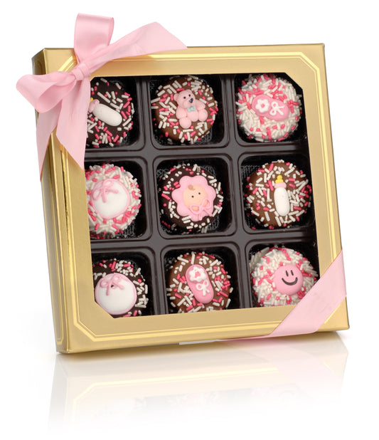 Baby Girl Hand Dipped & Decorated Sandwich Cookie- Gift Box