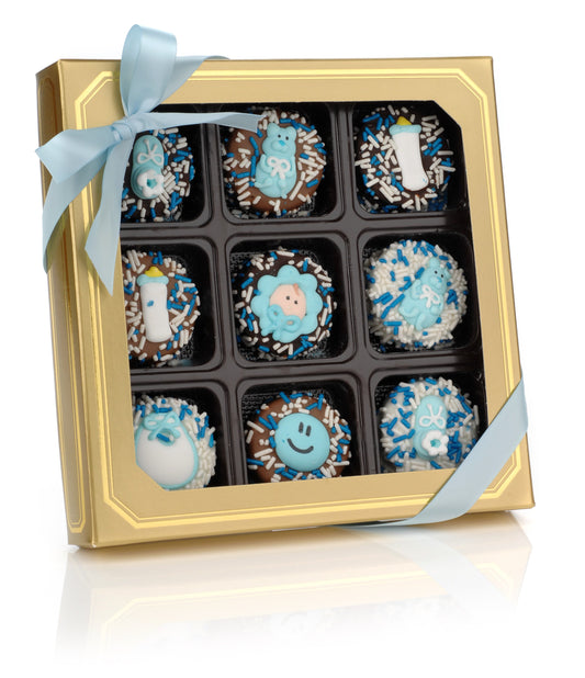 Baby Boy Hand Dipped & Decorated Sandwich Cookie- Gift Box