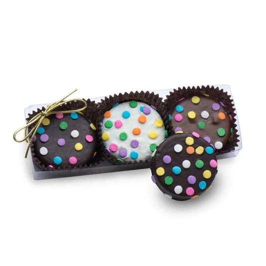 Confetti Chocolate Dipped Sandwich Cookie- Clear Box Gift Set