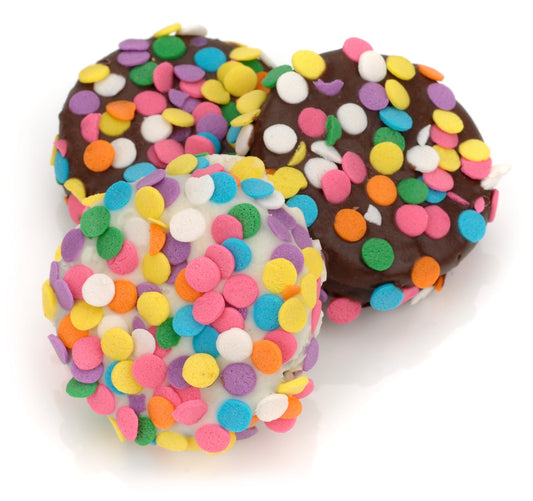 Festive Confetti Chocolate Hand Dipped & Decorated Sandwich Cookie- Single