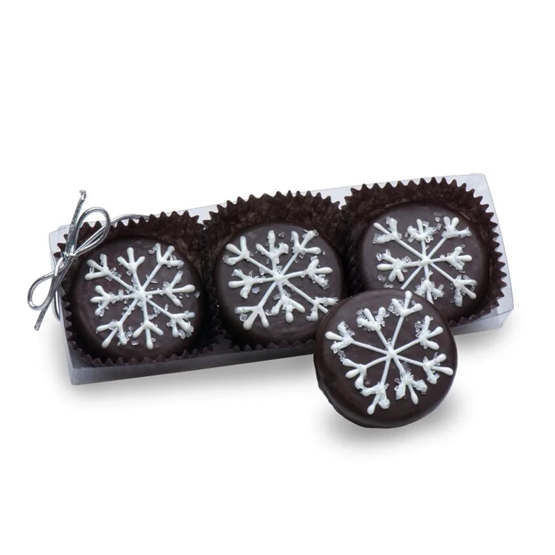 Snowflake Chocolate Dipped Sandwich Cookie- Clear Box Gift Set