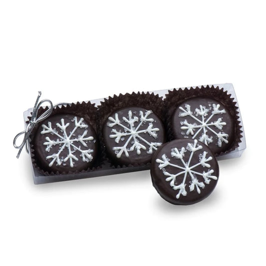 Snowflake Chocolate Dipped Sandwich Cookie- Clear Box Gift Set