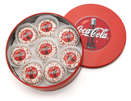 Logo Hand Dipped & Decorated Sandwich Cookie- Tin of 16