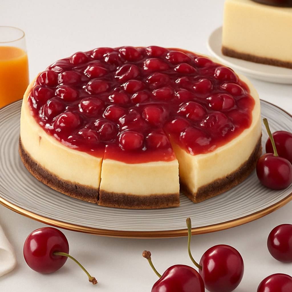 Andy Anand Sugar-Free Cherry Cheesecake, 9-Inch, 3.4 lb – Diabetic-Friendly, Freshly Baked, California Cream Cheese, All-Natural Gift Box