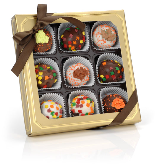 Autumn Leaves Belgian Truffle Cake Bons- Gold Gift Box