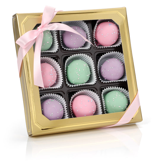 Sweet Pastel Belgian Truffle Cake Bons- Gold Gift Box
