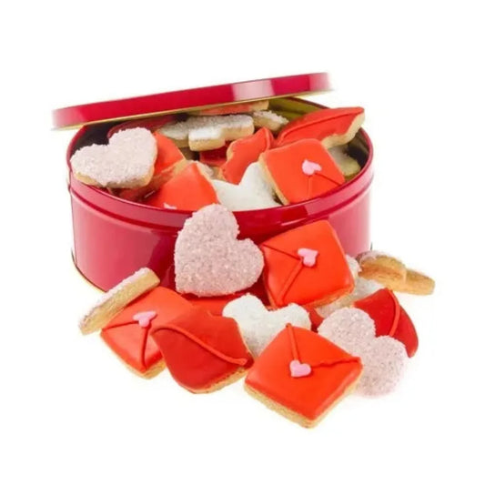 Mini Iced Sugar Valentine Cookies - Tin of 20