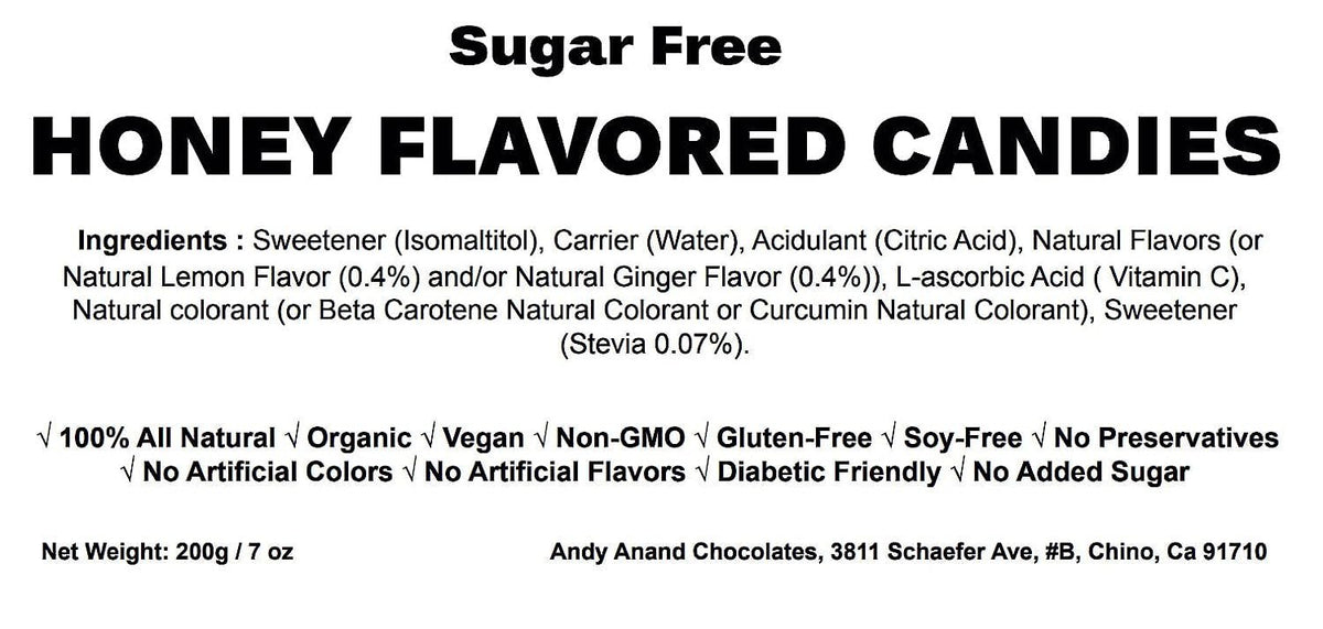 Andy Anand Sugar-Free Honey Ginger Candy with Propolis & Vitamin C, 70 pc, 7 oz – Functional European, Keto & Diabetic-Friendly Gift Box