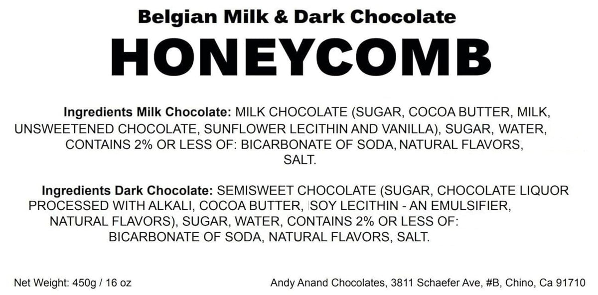 Andy Anand Belgian Milk Chocolate Honeycomb Sponge, 1 lb – Handcrafted Gourmet Gift Box, Luxurious for Birthday & Special Occasions