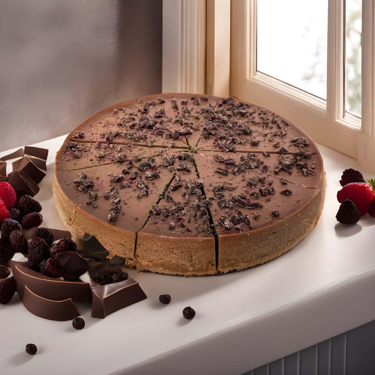 Andy Anand Sugar-Free Dark Chocolate Chip Cheesecake, 9-Inch, 2 lb – Diabetic-Friendly, California Cream Cheese, No Preservatives Gift Box
