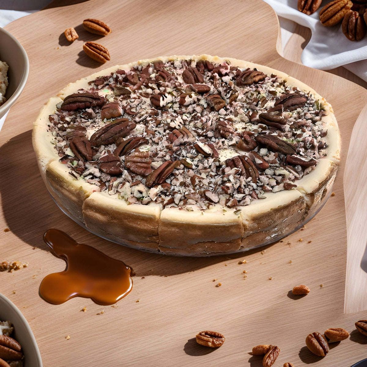 Andy Anand Sugar-Free Caramel Pecan Cheesecake, 9-Inch, 2.8 lb – Diabetic-Friendly, Fresh California Cream Cheese, All-Natural Gift Box