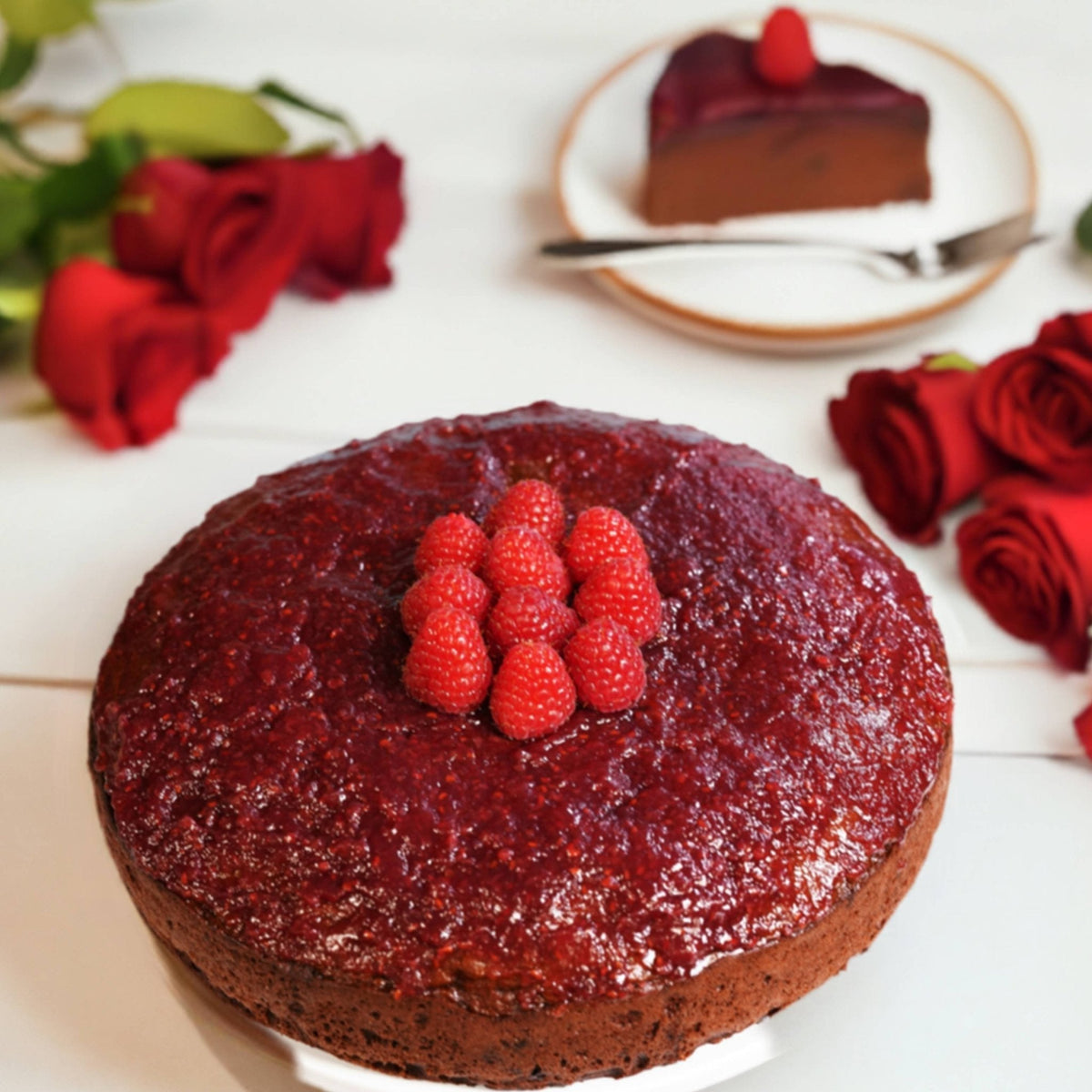 Andy Anand Gluten-Free Raspberry Chocolate Truffle Cake, 9-Inch, 2.8 lb – Handcrafted, Real Chocolate & California Cream, Birthday Gift Box