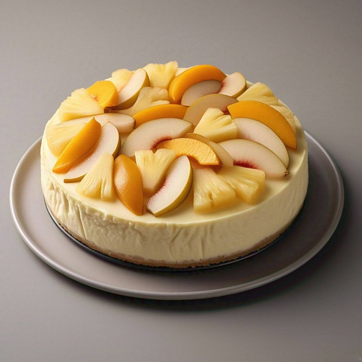 Andy Anand Tropical Fruit Cheesecake, 9-Inch, 2 lb – Pineapple, Pears & Peach Glaze, NY-Style, Real California Cream Cheese Gift Box