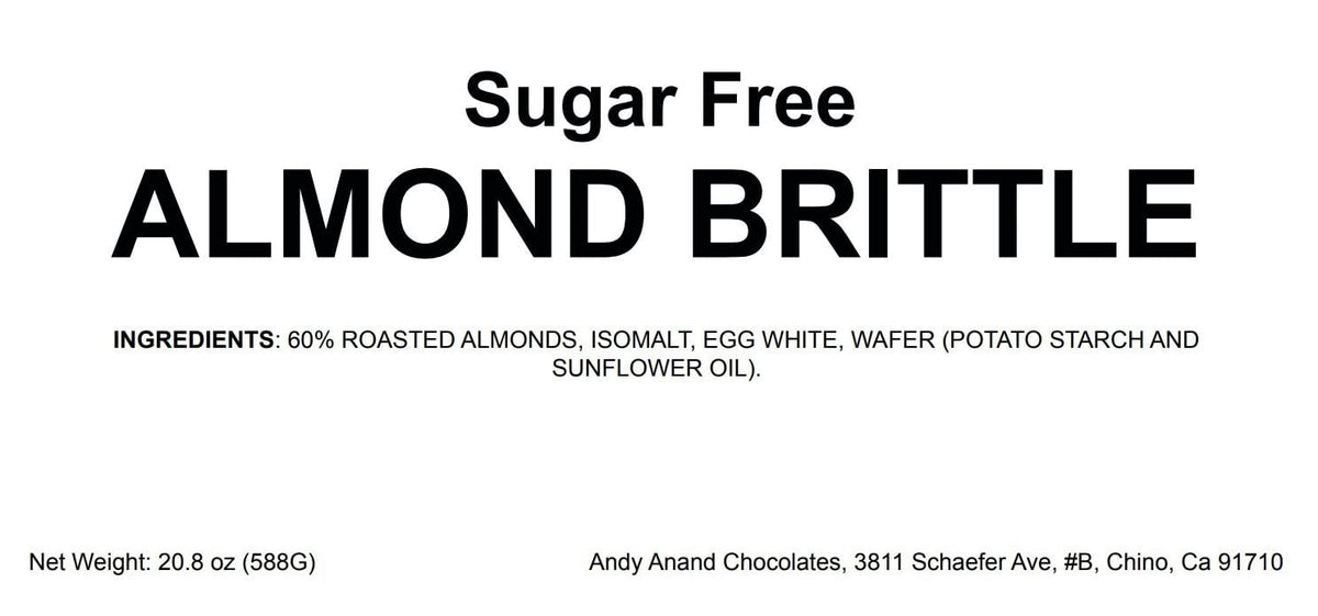 Andy Anand Sugar-Free & Gluten-Free Roasted Almond Nougat Brittle, 7 oz – Diabetic-Friendly Italian Torrone, Keto-Friendly Gourmet Gift Box