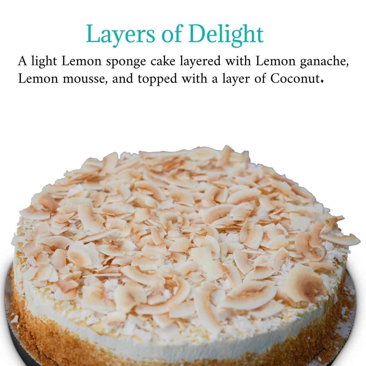 Andy Anand Sugar-Free Coconut Lemon Cake 2.8 Lb | Real Lemon Ganache & Shredded Coconut | Stevia Sweetened | Keto & Diabetic-Friendly | Freshly Baked to Order, Never Frozen