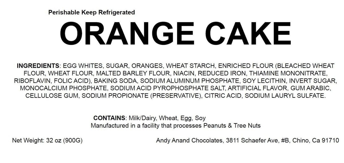 Andy Anand Orange Cake, 9-Inch, 2 lb – Hand-Baked, Fresh Orange Flavor, All-Natural Ingredients, No Preservatives, Birthday & Holiday Gift