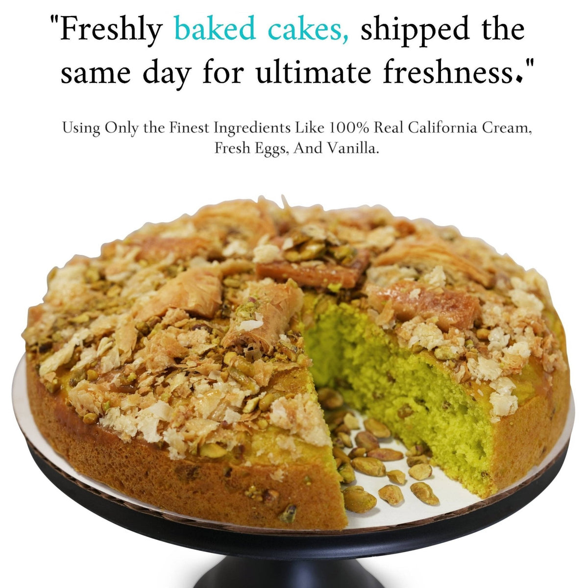 Andy Anand Sugar-Free Baklava Pistachio Cake, 9-Inch, 2.8 lb – Turkish & California Fusion, Keto, Diabetic-Friendly Birthday Gift Box