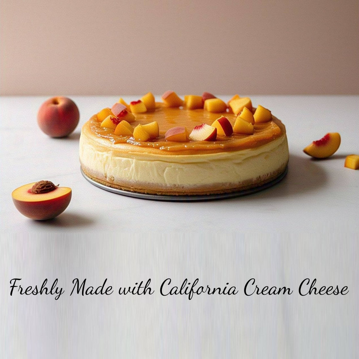 Andy Anand Sugar-Free Peach Cheesecake, 9-Inch, 2.6 lb – Diabetic-Friendly, Amazingly Delicious, California Cream Cheese, Birthday Gift Box