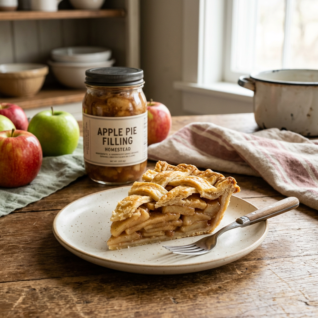 Apple filling serving suggestion, pie slice