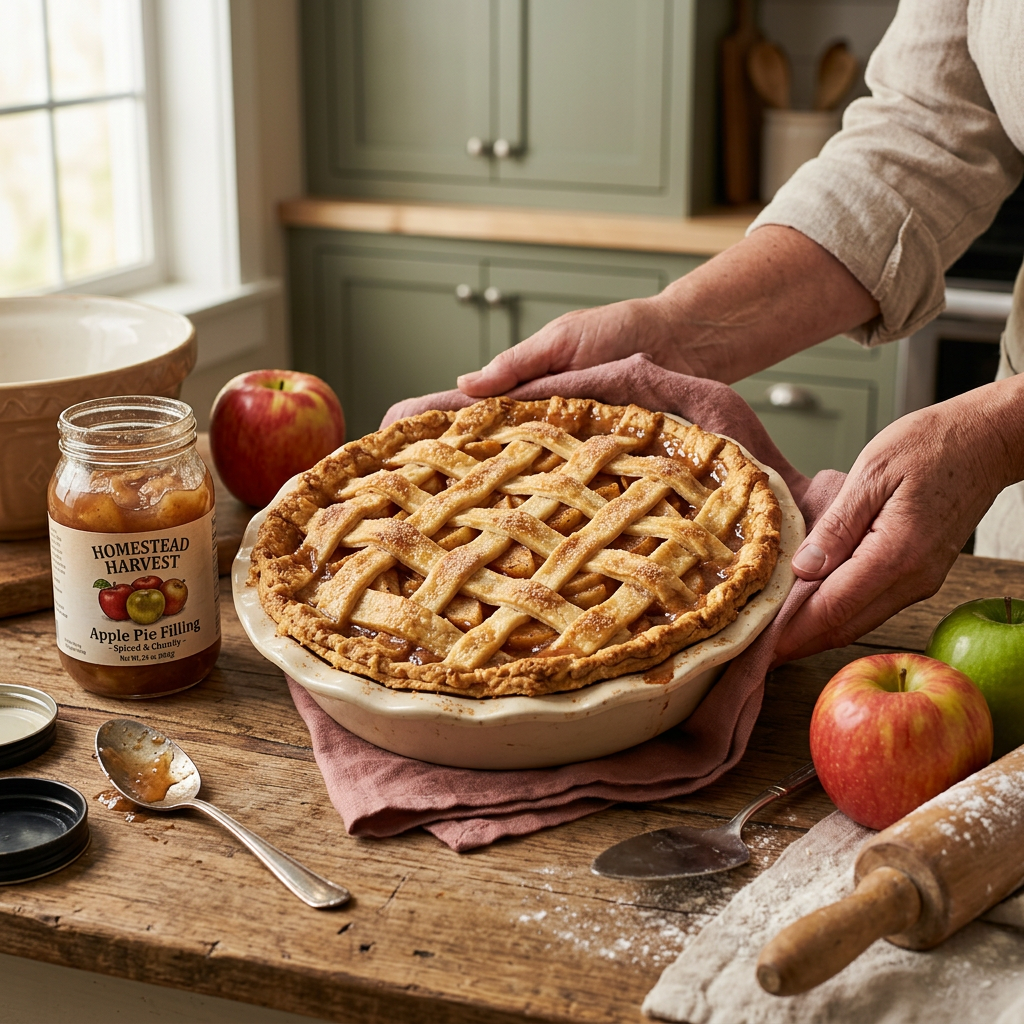 Apple filling serving suggestion, whole pie