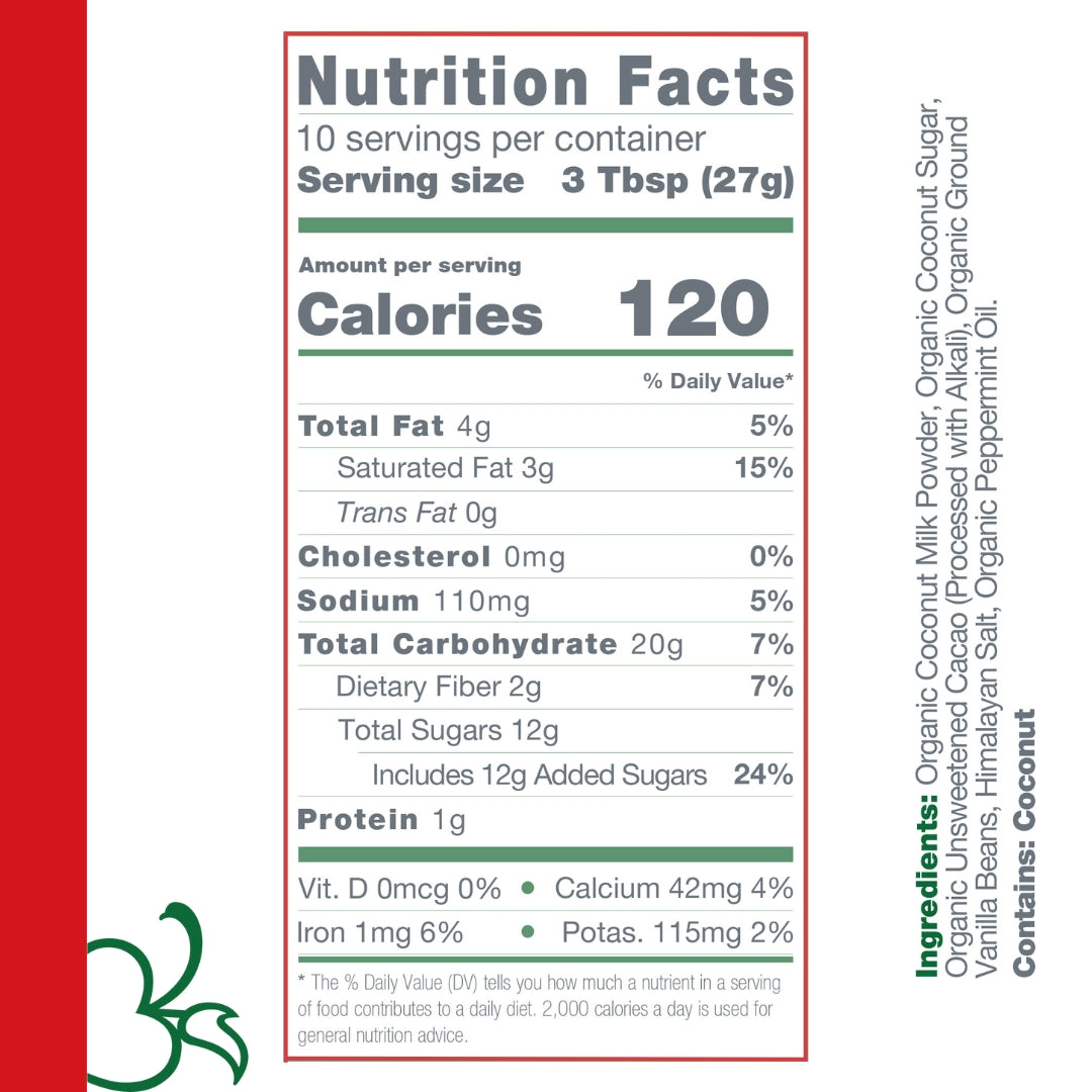 Dairy Free Peppermint Hot Cocoa Mix | 10 Serving Stand Up Pouch | Gluten Free, Vegan, Organic
