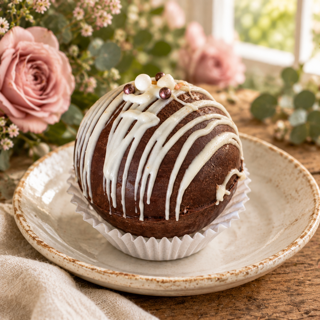 Chocolate bomb styled with roses