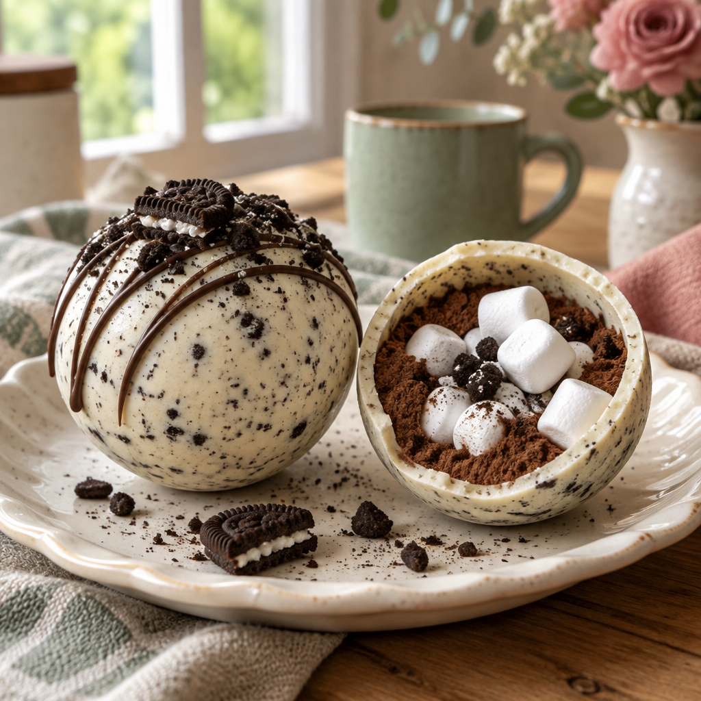 Cookies-and-cream cocoa bomb